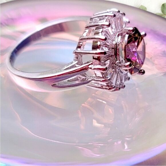 Mystic Topaz Cubic Zirconia Diamond Engagement Ring - Picture 7 of 8